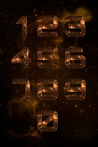 Numbers typography psd font set galaxy background