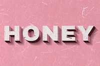 3D Honey pink word paper font typography