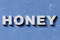 Blue Honey 3D word paper texture font typography