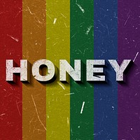 Vintage rainbow Honey 3D paper font word