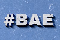 Blue #BAE 3D word paper texture font typography