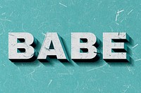 Vintage Babe mint green 3D paper font word