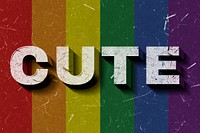 Rainbow pride flag Cute 3D vintage word on paper texture