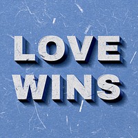 Love Wins 3D blue quote vintage on paper texture