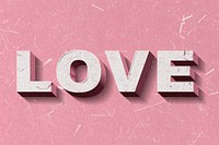 Pink Love 3D word paper texture font typography