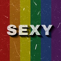 Sexy rainbow 3D paper font word vintage typography