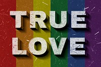Rainbow True Love 3D vintage quote on paper texture pride flag