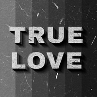 True Love grayscale quote 3D on paper texture