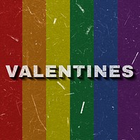 Vintage rainbow Valentines 3D paper font word