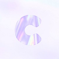 Holographic pastel letter c sticker psd purple alphabet font typography