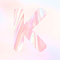 Letter K psd sticker shiny holographic pastel typography