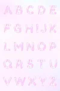 Holographic pastel psd English alphabet set