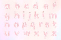 Alphabet psd holographic pastel typography set