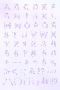 Alphabet letters numbers symbols psd shiny holographic set