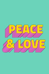 Peace & love layered typography vector sticker