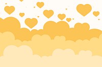 Vector heart above cloud yellow pastel background