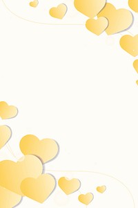 Vector heart  decorated border yellow background  