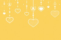 Hanging hearts yellow background vector