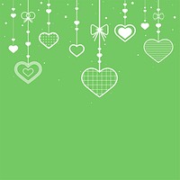Green background with danging hearts