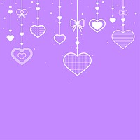 Lilac background with dangling hearts