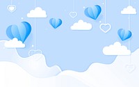 Hanging blue hearts background design space