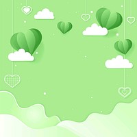 Vector hanging hearts green background