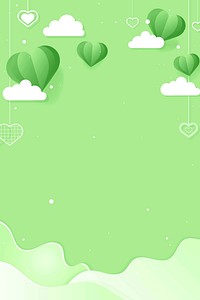 Vector hanging hearts green background