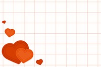 Vector heart corner border grid orange background