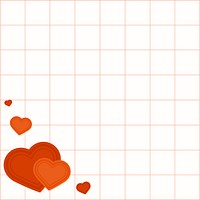Vector orange heart corner border grid pattern background