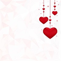 Red dangling hearts background copy space