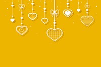 Hanging yellow hearts side border copy space
