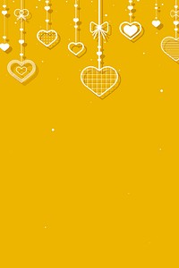 Dangling yellow hearts side border copy space