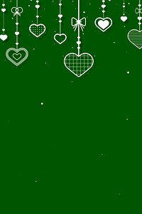 Green background with hanging hearts