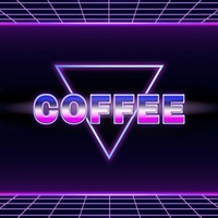 Coffee retro style word on futuristic background