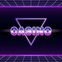 Casino retro style word on futuristic background