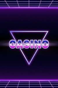 Casino retro style word on futuristic background