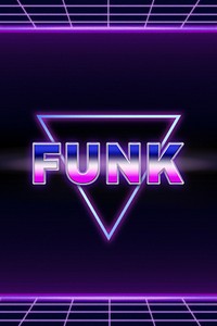 Funk retro style word on futuristic background