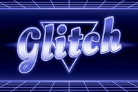 Retro 80s glitch neon blue grid font