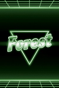 Futuristic forest neon green typography