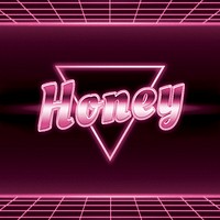 Retro 80s neon honey word grid typography