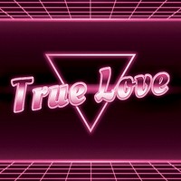80s pink true love word neon grid typography