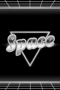Neon 80s space font word grid lines