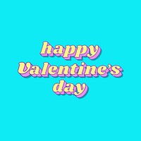 Happy valentine&#39;s day retro bold love theme font illustration