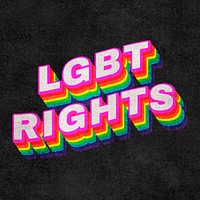 LGBT RIGHTS rainbow word typography on black background