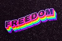 Freedom word 3d rainbow shadow
