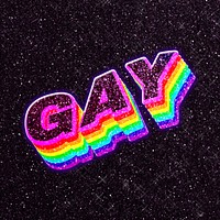 Gay glitch typography rainbow shadow