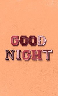 Good night phrase word design