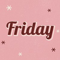 Friday retro word typography on a pink background
