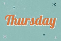Thursday retro word typography on a green background