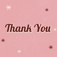 Thank you retro word typography on pink background